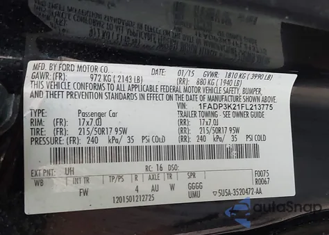 2015 Ford Focus Se z USA, uszkodzony, nr VIN 1FADP3K21FL213775